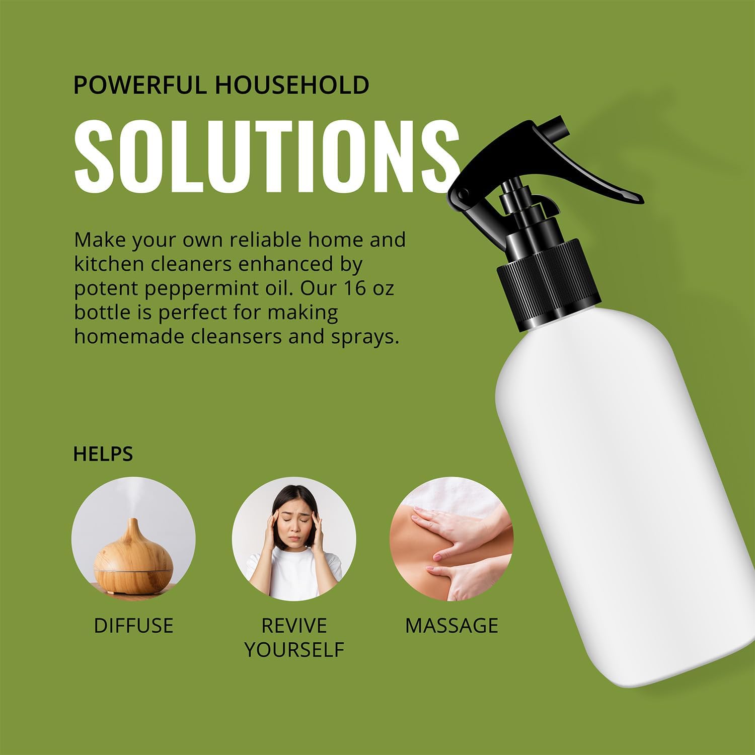 Lab Bulks Essential Oil Peppermint Essential Oil, 16 oz Bottle for Diffusers, House Cleaning, Candles, 1 Pack, Aromatherapy Oil - Image 4