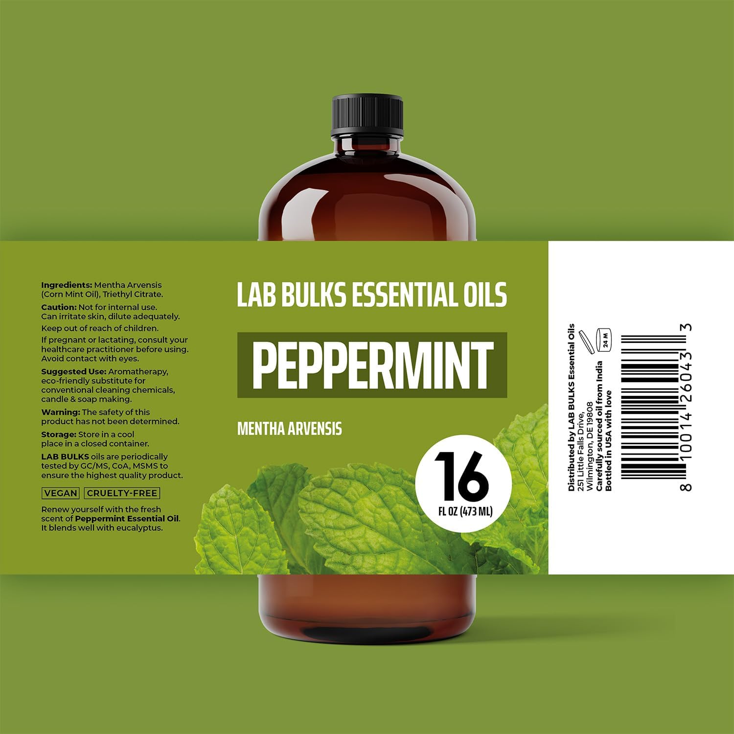 Lab Bulks Essential Oil Peppermint Essential Oil, 16 oz Bottle for Diffusers, House Cleaning, Candles, 1 Pack, Aromatherapy Oil - Image 2