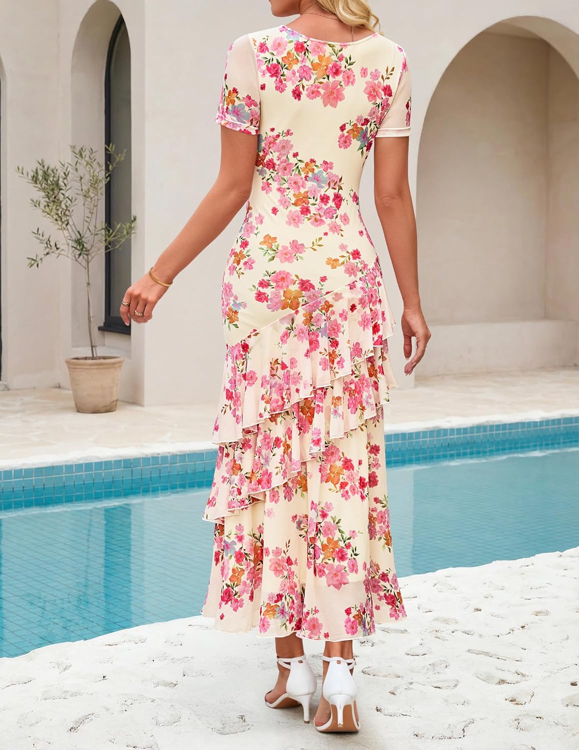 <p><strong>ZESICA Summer Floral Square Neck Ruffle Maxi Dress</strong></p> - Image 3
