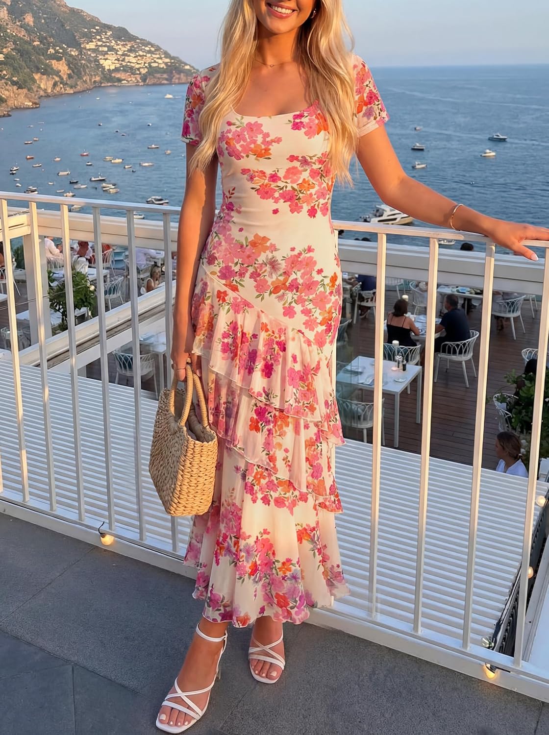 <p><strong>ZESICA Summer Floral Square Neck Ruffle Maxi Dress</strong></p> - Image 5