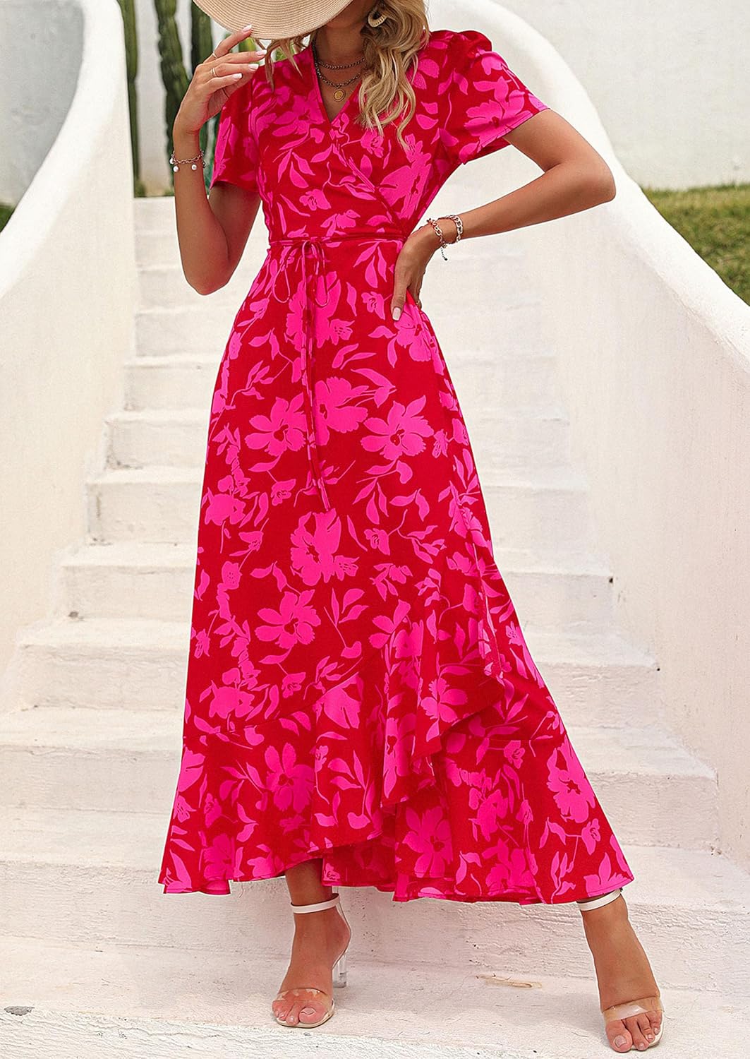 PRETTYGARDEN Women's Boho Floral V-Neck Maxi Dresses - Image 2