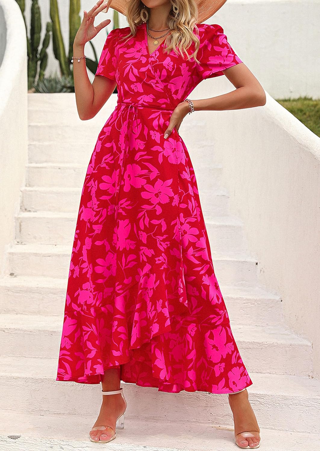 PRETTYGARDEN Women's Boho Floral V-Neck Maxi Dresses - Image 3