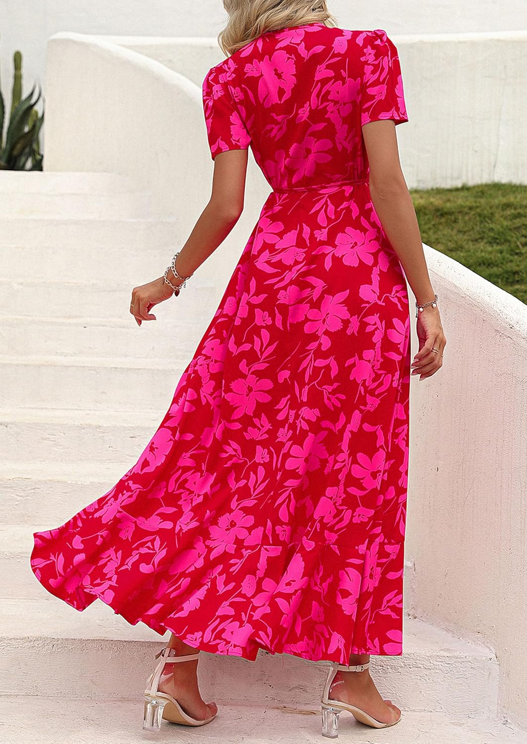 PRETTYGARDEN Women's Boho Floral V-Neck Maxi Dresses - Image 4