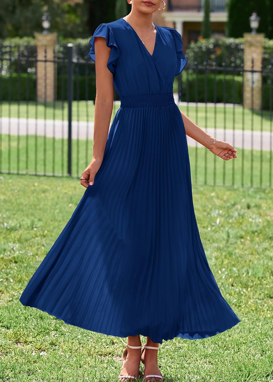 KIRUNDO Women's V-Neck Maxi Summer Wedding Guest - Image 3