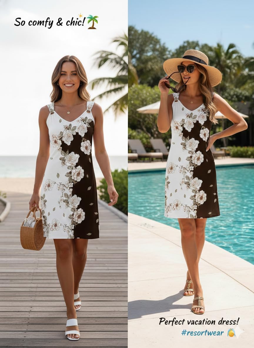 <p><strong>Vintage Floral A-Line Elegant Summer Boho Tank Dresses</strong></p> - Image 3