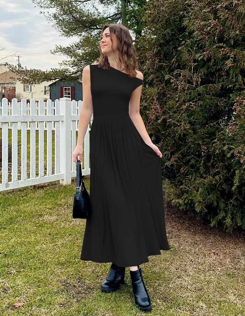 <p><strong>ZESICA Womens Maxi Summer Dress One Shoulder Pockets</strong></p> - Image 4
