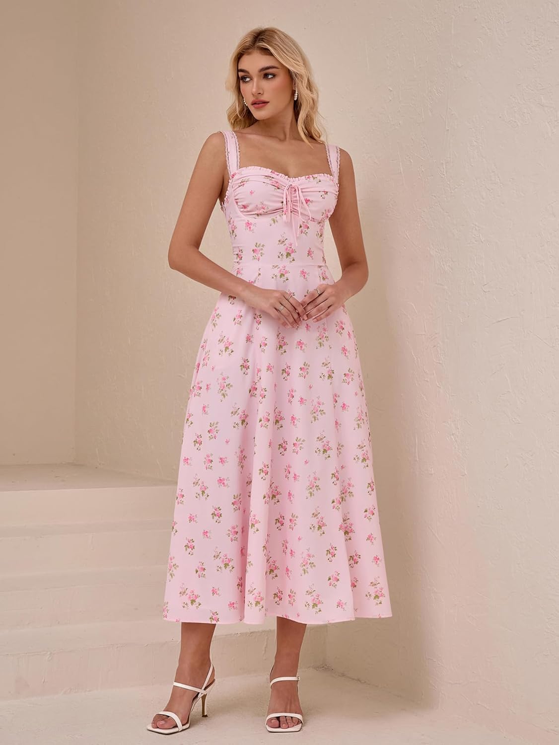 KUTUMAI Floral Corset Midi Summer Dress 2026 Pockets - Image 2