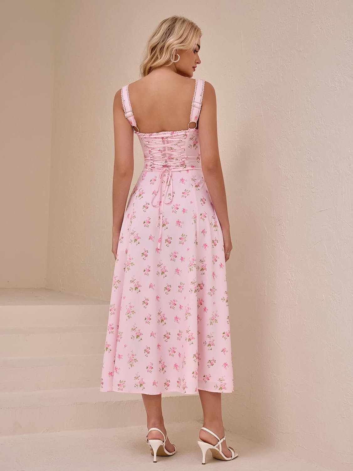 KUTUMAI Floral Corset Midi Summer Dress 2026 Pockets - Image 3