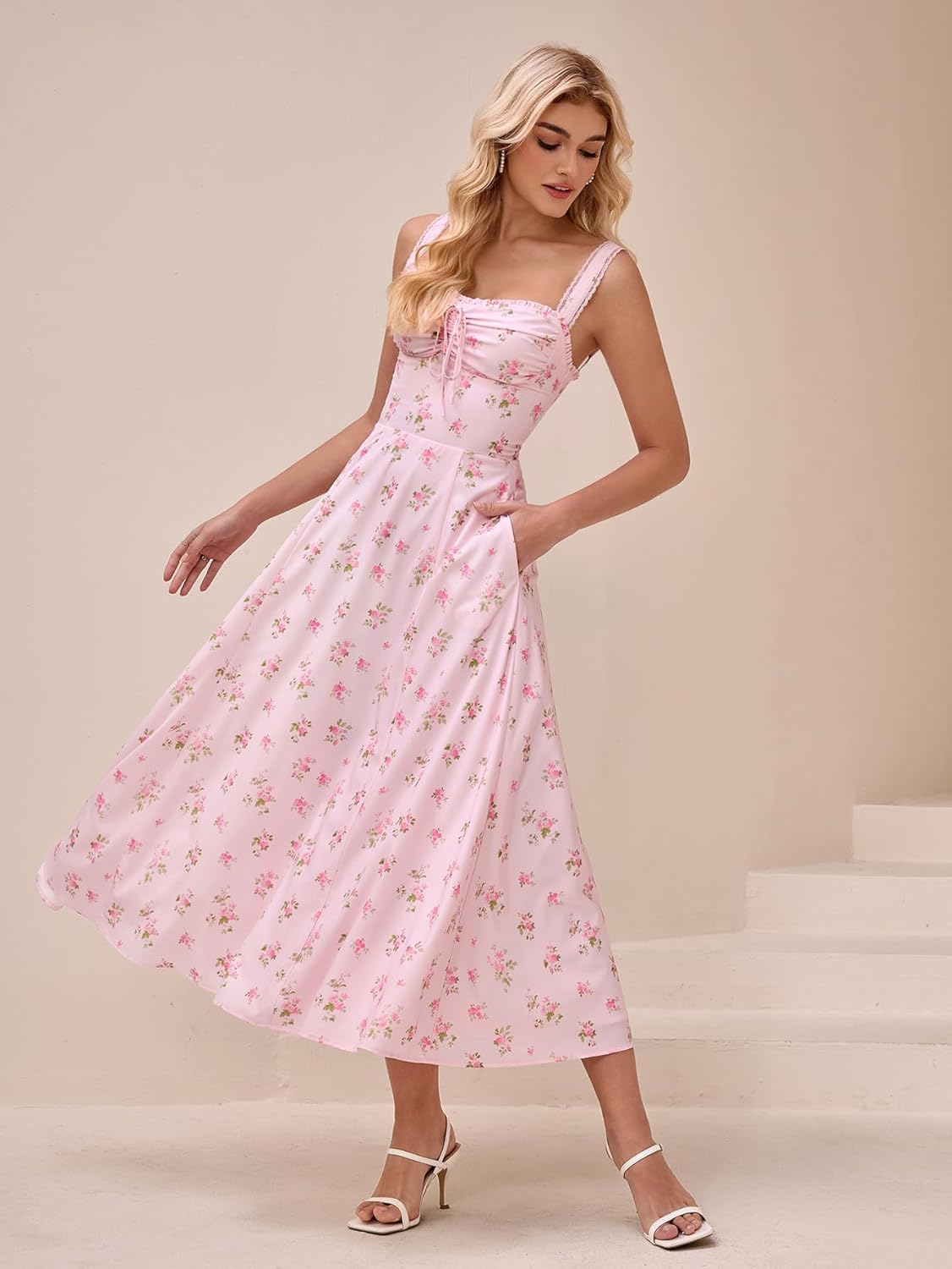 KUTUMAI Floral Corset Midi Summer Dress 2026 Pockets - Image 5