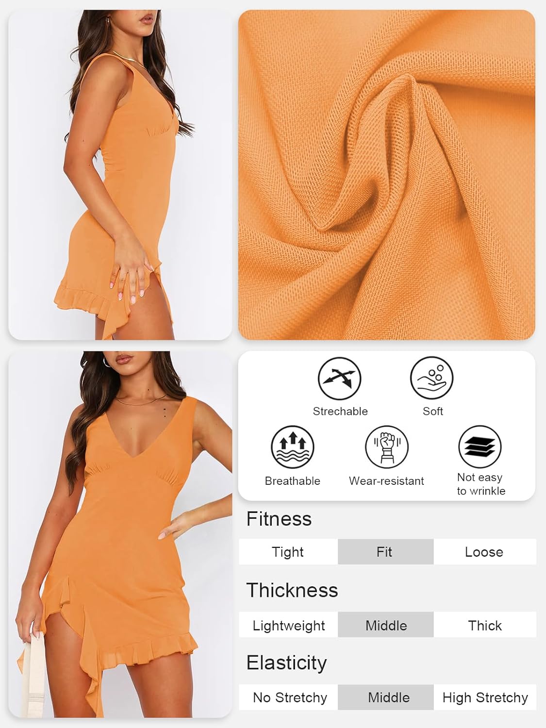 MIYIEONZ Women Sexy VNeck Bodycon Mini Slit Bkless - Image 5