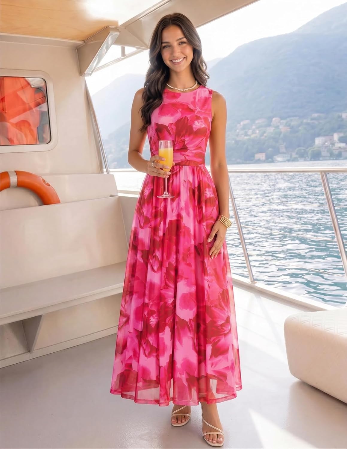 ZESICA Women Floral Sleeveless Boho Beach Maxi Dress - Image 3