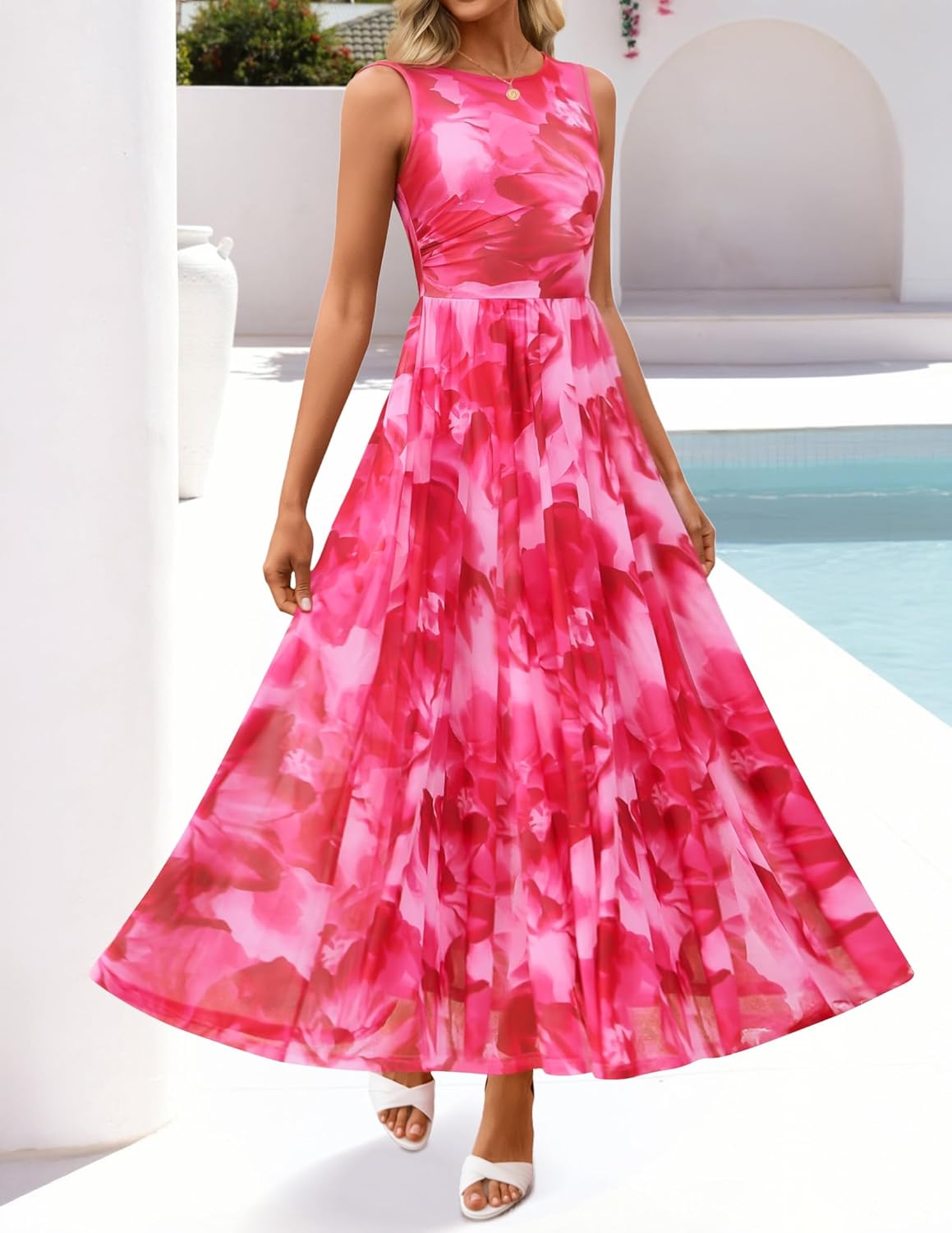 ZESICA Women Floral Sleeveless Boho Beach Maxi Dress - Image 4