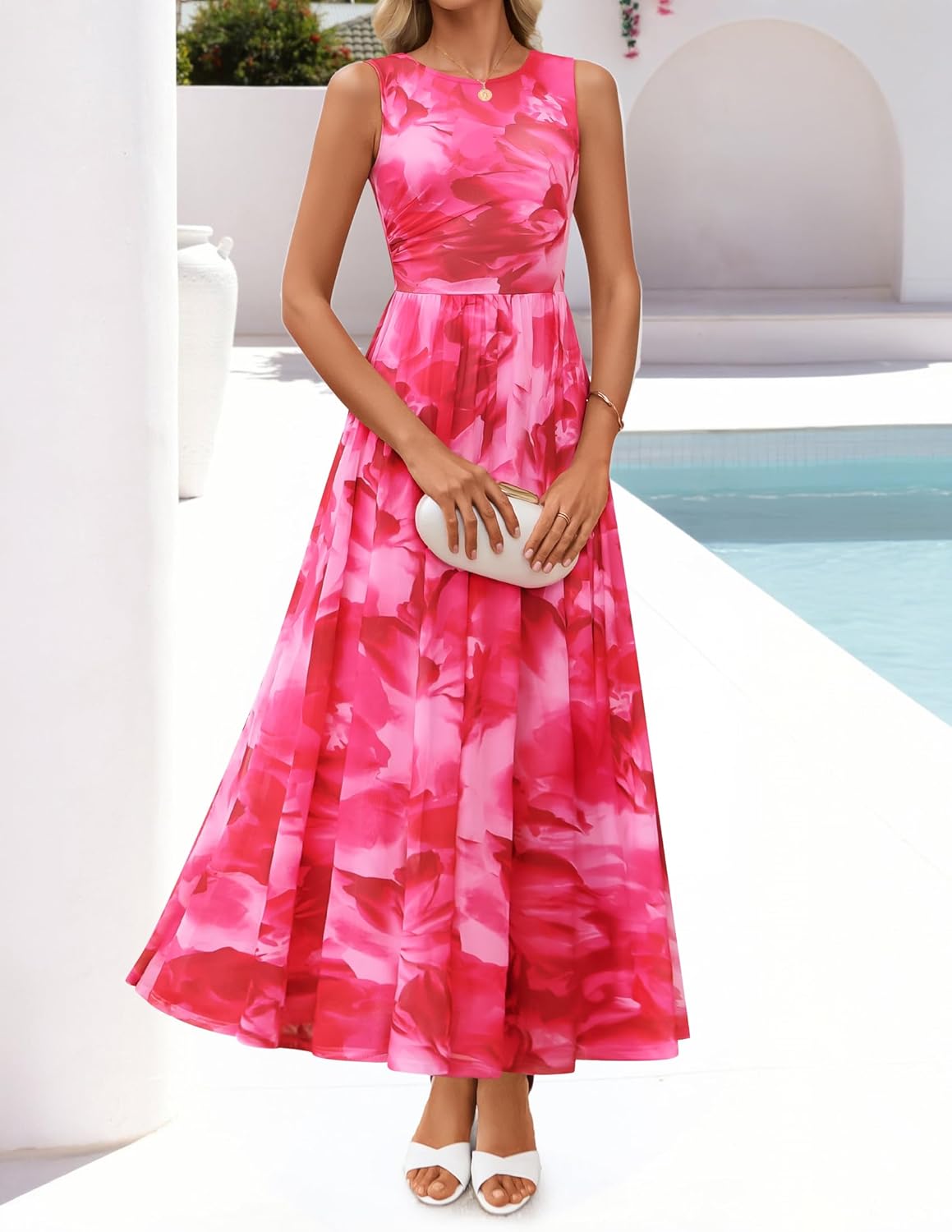 ZESICA Women Floral Sleeveless Boho Beach Maxi Dress - Image 7