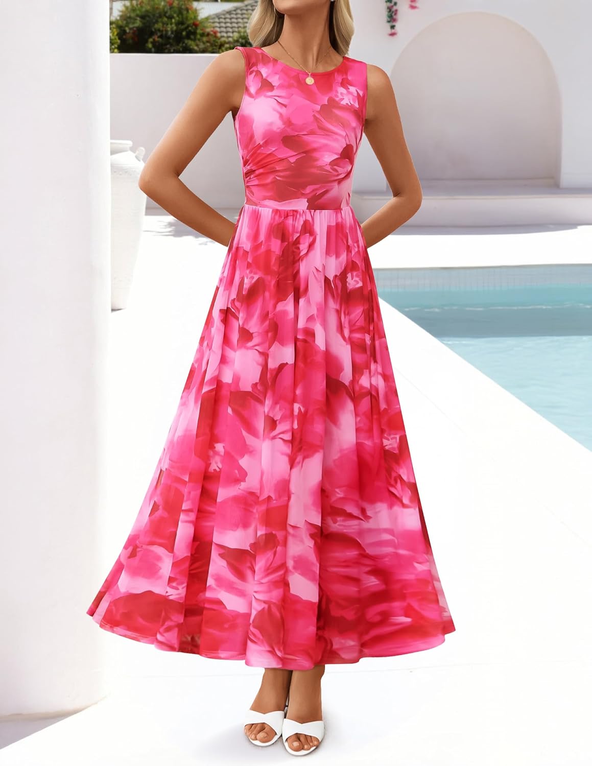 ZESICA Women Floral Sleeveless Boho Beach Maxi Dress - Image 9