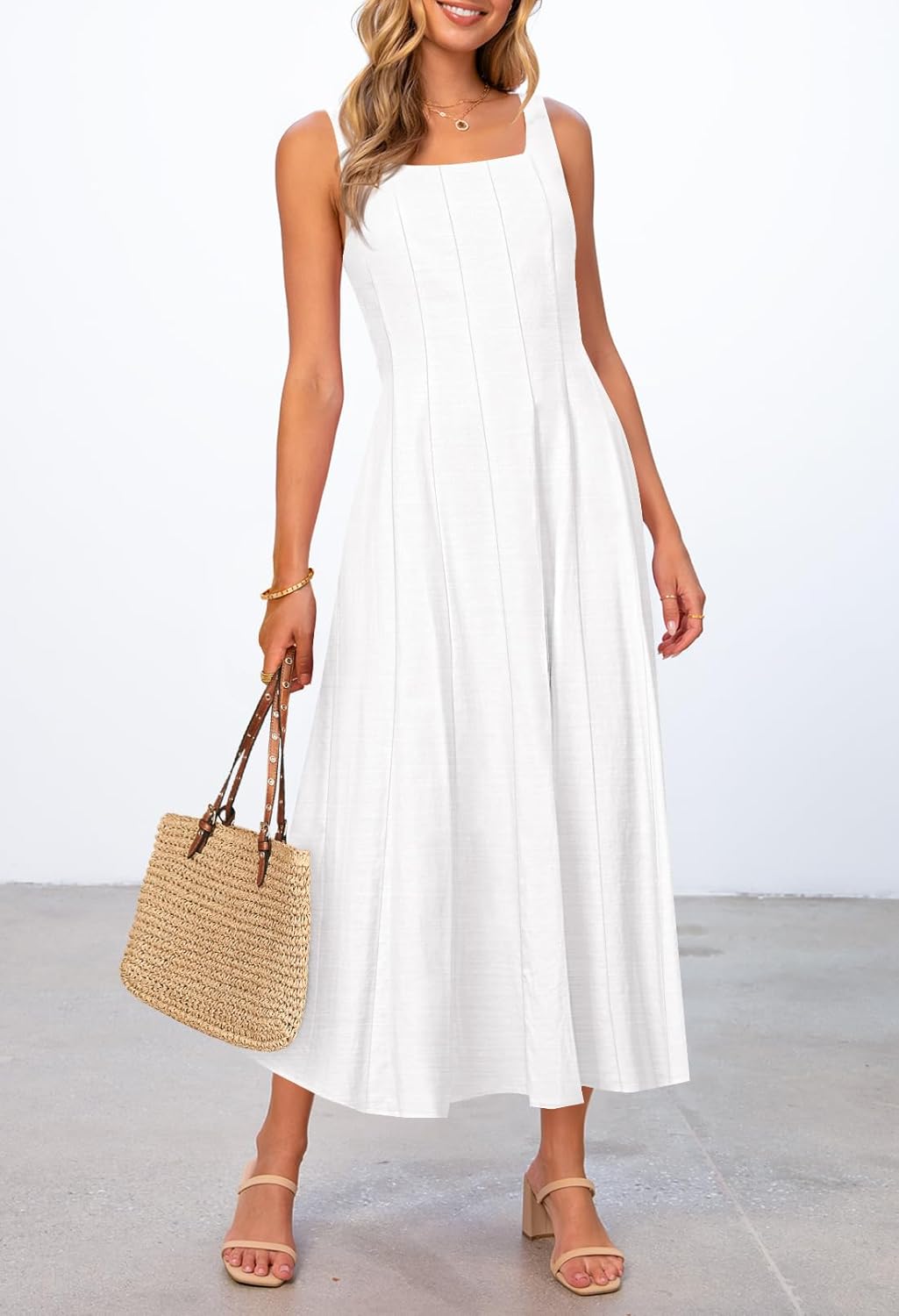 <p><strong>MEROKEETY Womens 2026 Summer Smocked Midi Dress.</strong></p> - Image 4