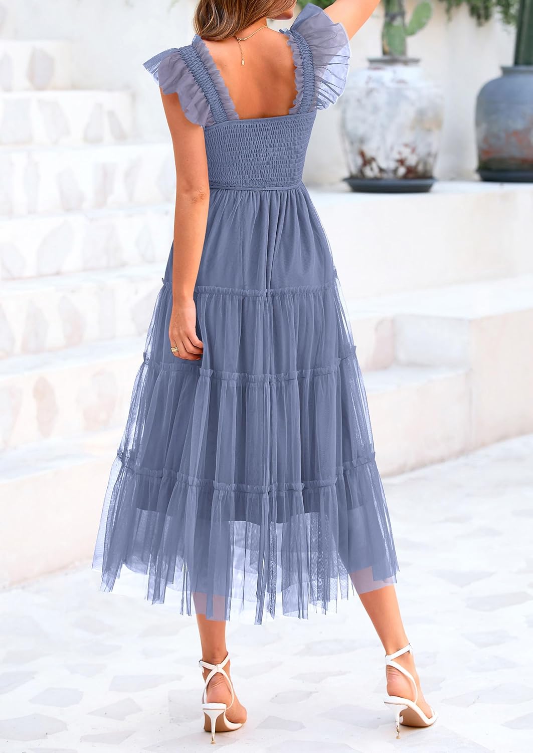 <p><strong>PRETTYGARDEN Tulle Midi Dress - Wedding Guest Flowy</strong></p> - Image 3