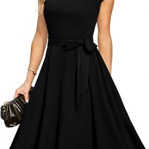 DRESSTELLS Women's Cocktail Dresses, Formal Wedding Guest Modest Church Vintage Tea Party Midi Evening Dress