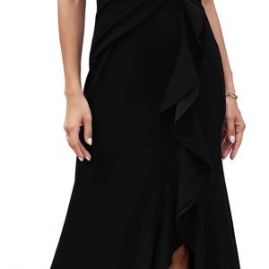 FQA Formal Evening Dresses for Women Elegant Evening Party Prom Dress Long Sexy V Neck Sleeveless Split Wrap