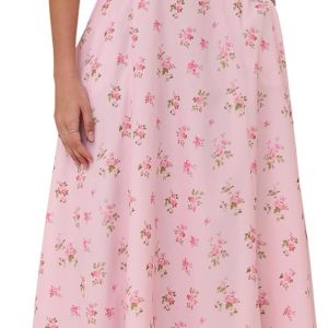 KUTUMAI Floral Corset Midi Dresses for Women 2026 Lace Up Flowy Summer Wedding Guest Dress with Pockets