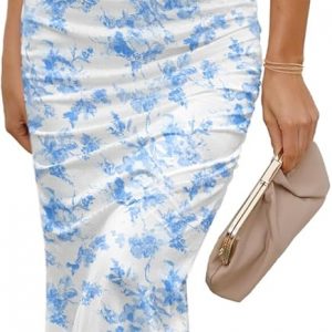 LUXVEER Wedding Guest Dresses for Women 2026 Floral Formal Cocktail Maxi Styles Off the Shoulder Stretch Sexy Bodycon Dress