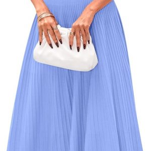 PRETTYGARDEN Spring Casual Dresses for Women 2026 Summer Business Work Midi Sleeveless A Line Pleated Cocktail Dress