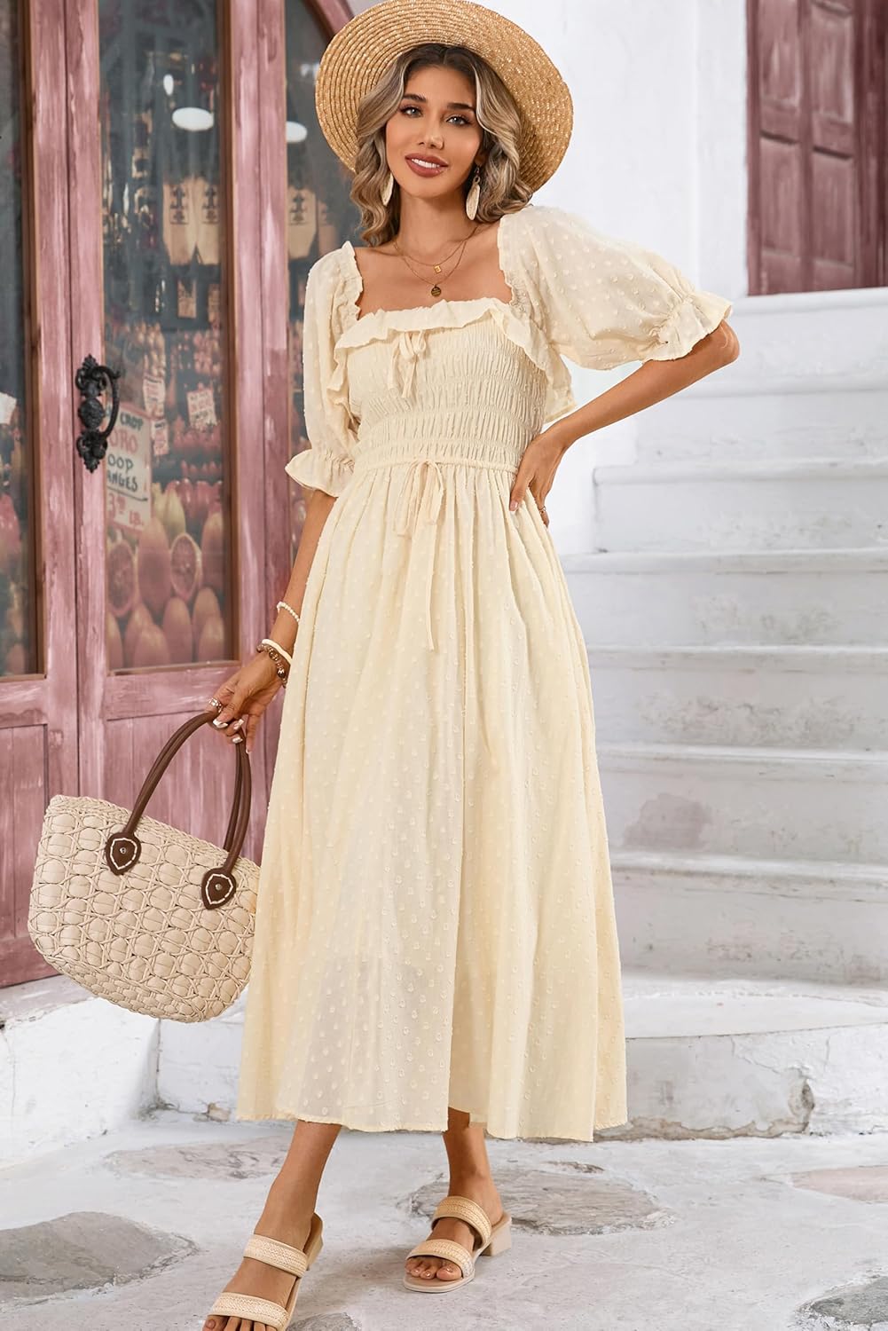 R.Vivimos Backless Vintage Cotton A-Line Dress - Image 2