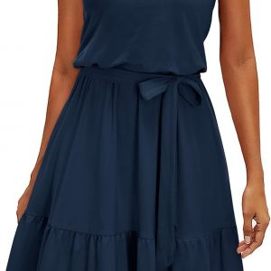 Newshows Womens 2026 Summer Dress Halter Wedding Guest Casual Beach Vacation Outfits Belted Sundresses with Pockets