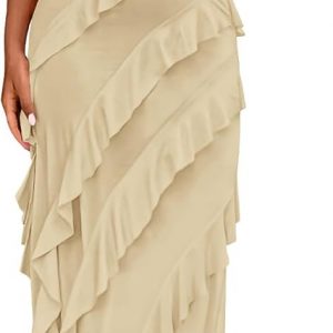 BTFBM Women Summer Elegant Strapless Midi Ruched Bodycon Dress Solid Color Stretch Mesh Slim Party Cocktail Dresses