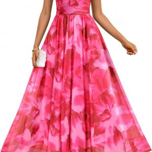 ZESICA Women's Summer Sleeveless Floral Maxi Dress 2026 Casual Crewneck Mesh A Line Flowy Boho Beach Party Long Dresses