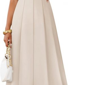 ZESICA Women Summer Sleeveless Midi Dresses 2026 Elegant Boat Neck A Line Tie Waist Spring Cocktail Party Dress