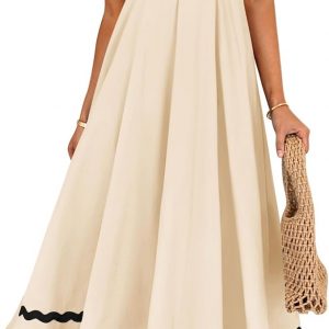 ZESICA Women's 2026 Summer Spaghetti Straps Sleeveless Backless Sundress Flowy Smocked Lace Swing A Line Midi Dress