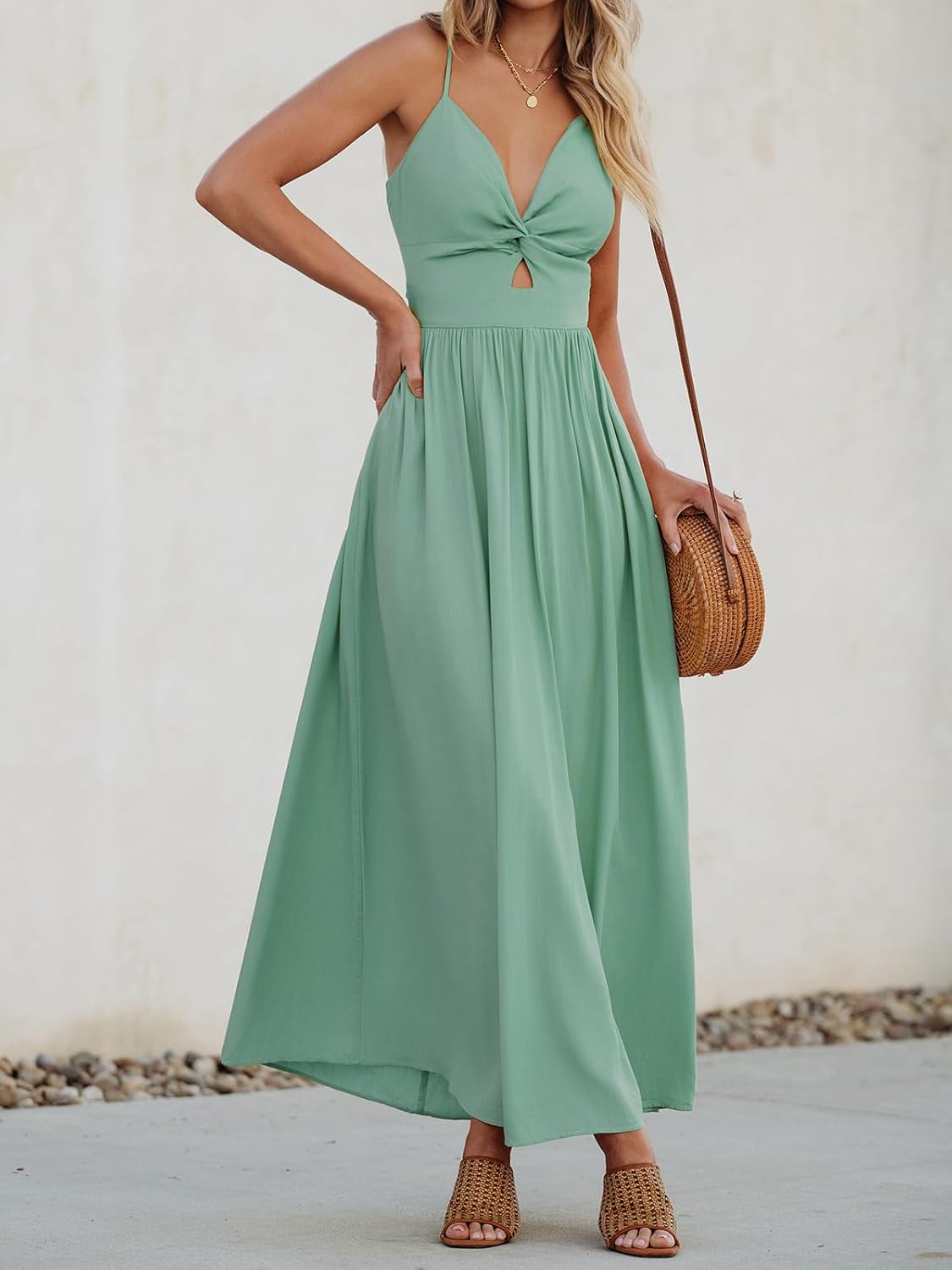 <p><strong>CUPSHE Women Summer Maxi V-Neck Cutout Straps Dress</strong></p> - Image 2