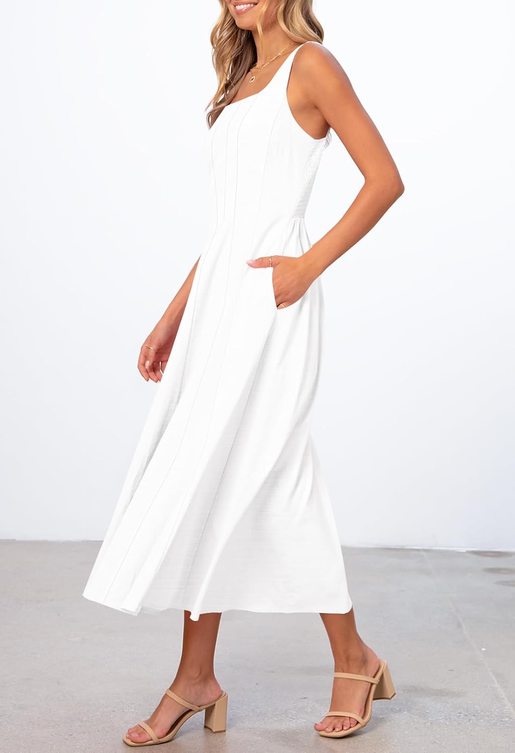 <p><strong>MEROKEETY Womens 2026 Summer Smocked Midi Dress.</strong></p> - Image 2